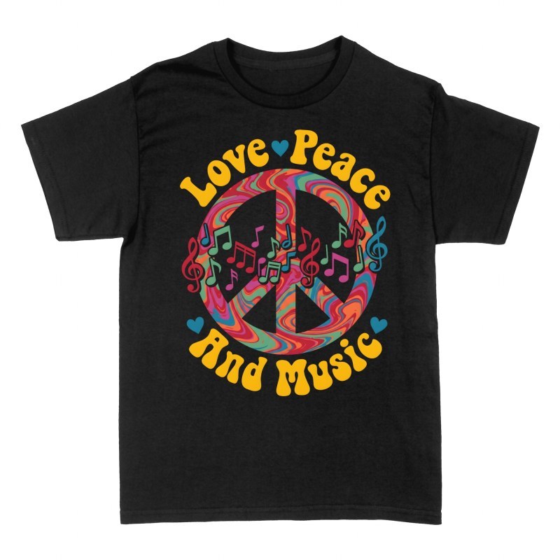 T-shirts: Symbole paix et musique psych&eacute;d&eacute;lique