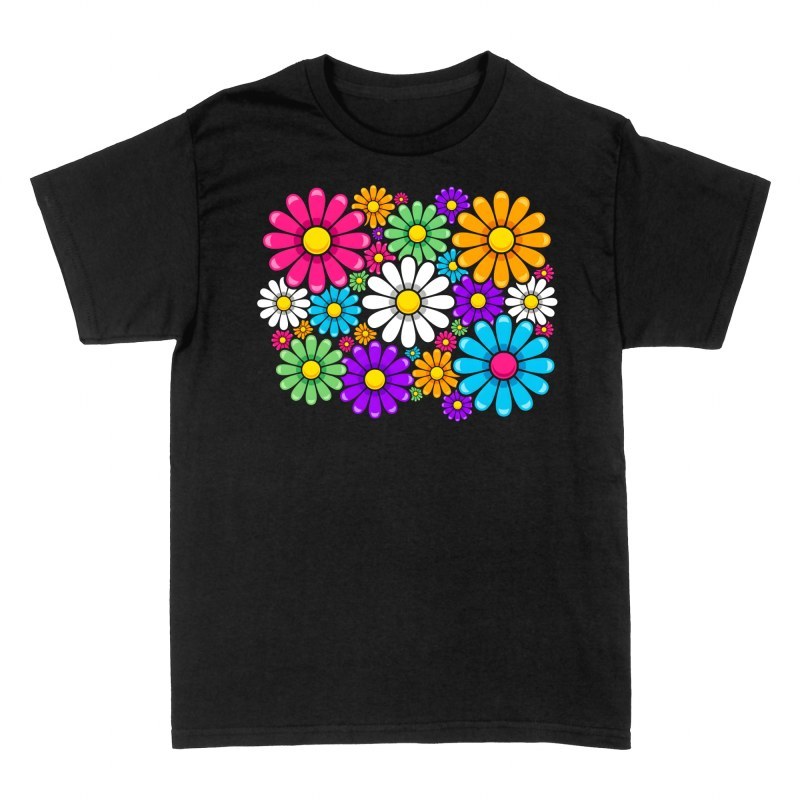 T-shirts: Marguerites color&eacute;es r&eacute;tro pop