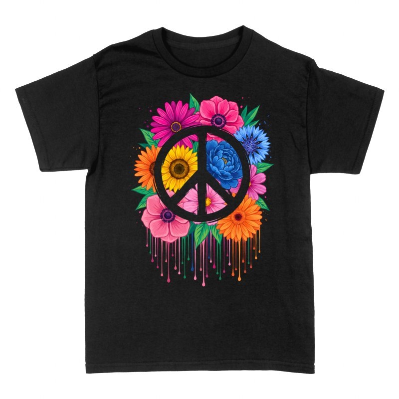 T-shirts: Symbole de paix floral effet peinture