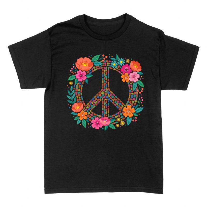 T-shirts: Symbole paix couronne fleurs mosa&iuml;que