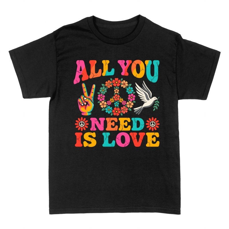 T-shirts: Paix et amour symbole floral r&eacute;tro