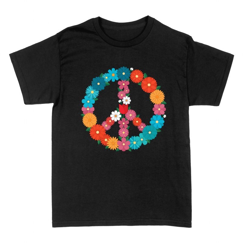 T-shirts: Symbole paix en fleurs color&eacute;es