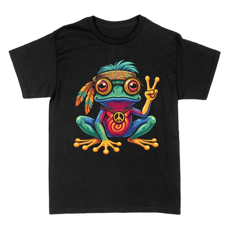 T-shirts: Grenouille hippie signe victoire