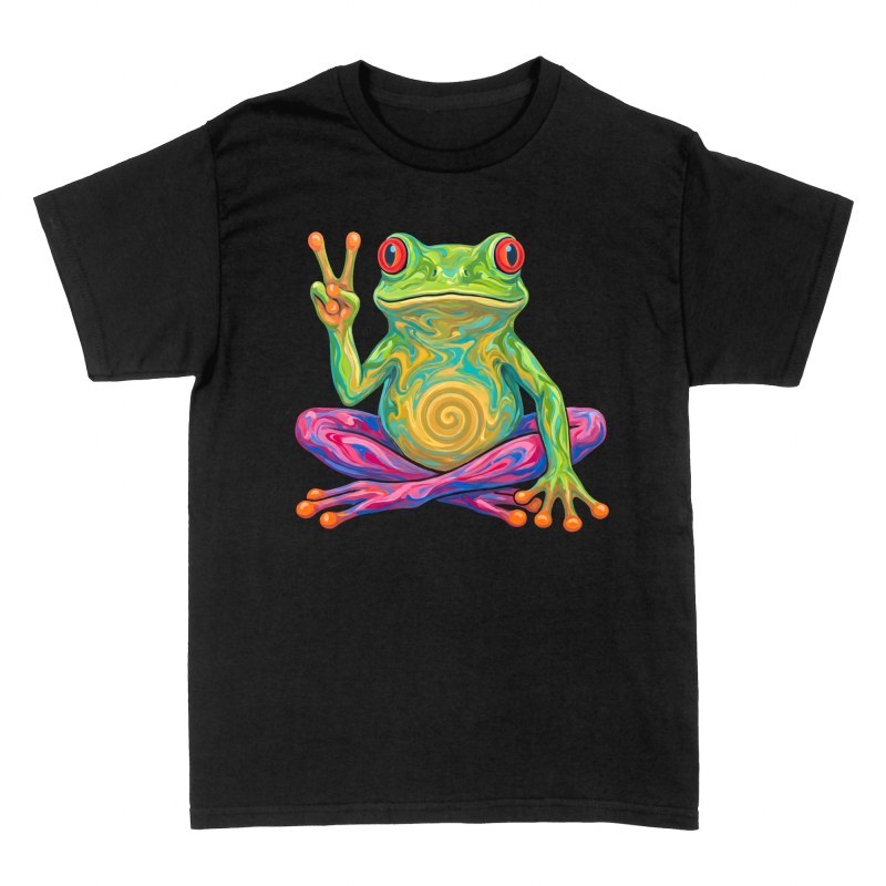 T-shirts: Grenouille psych&eacute;d&eacute;lique signe de paix