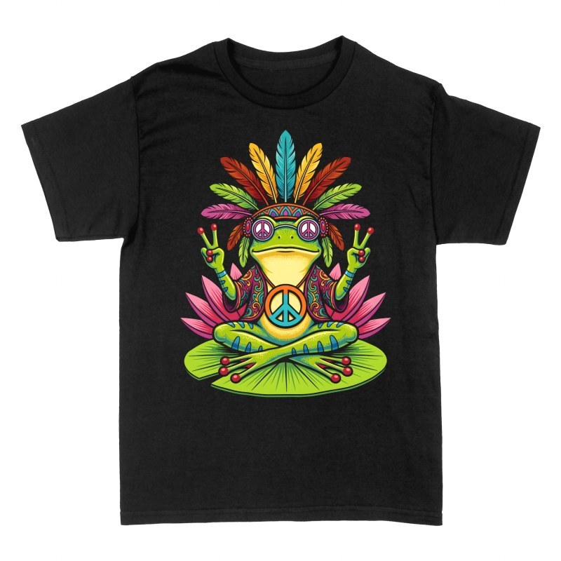 T-shirts: Grenouille hippie en m&eacute;ditation