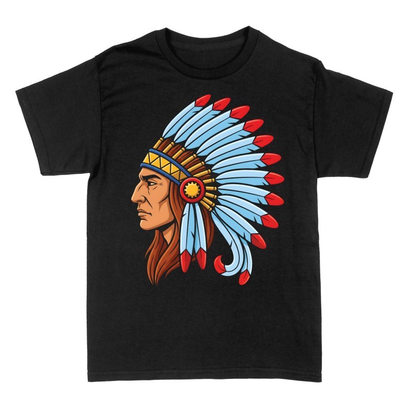 T-shirts: Chef am&eacute;rindien &agrave; coiffe de plumes