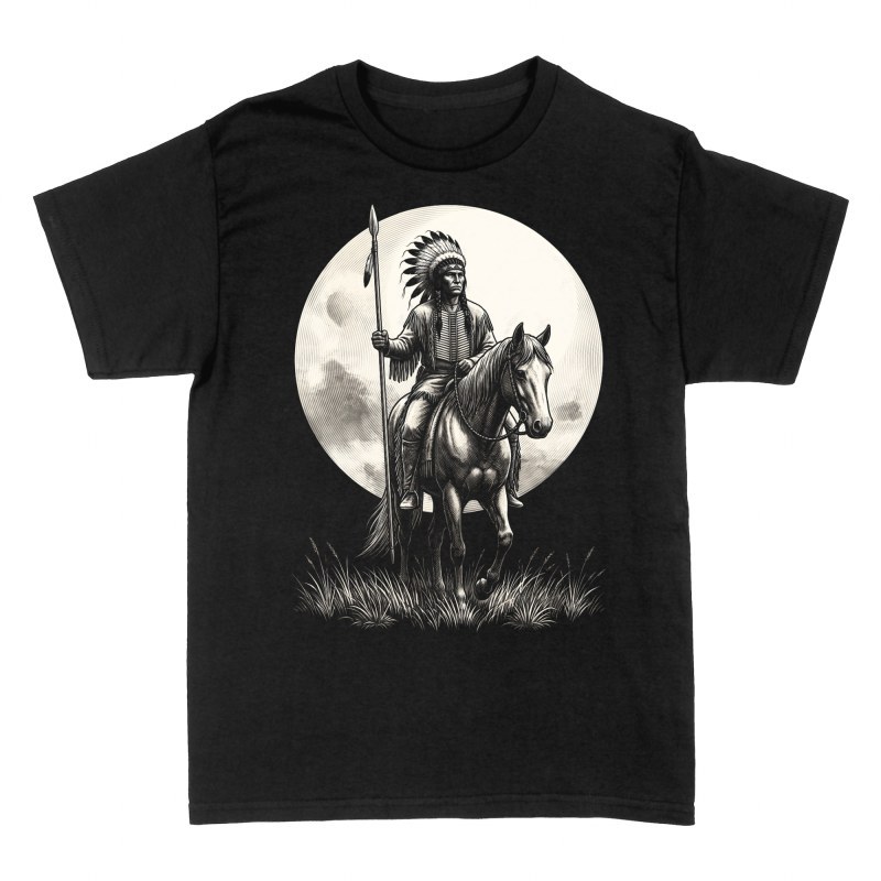 T-shirts: Guerrier am&eacute;rindien &agrave; cheval et lune