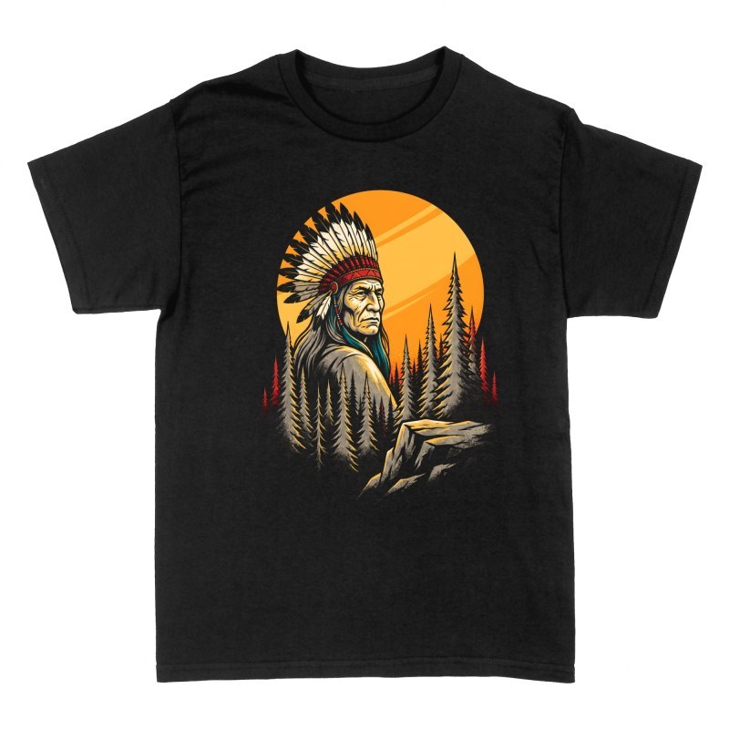 T-shirts: Chef am&eacute;rindien dans la for&ecirc;t