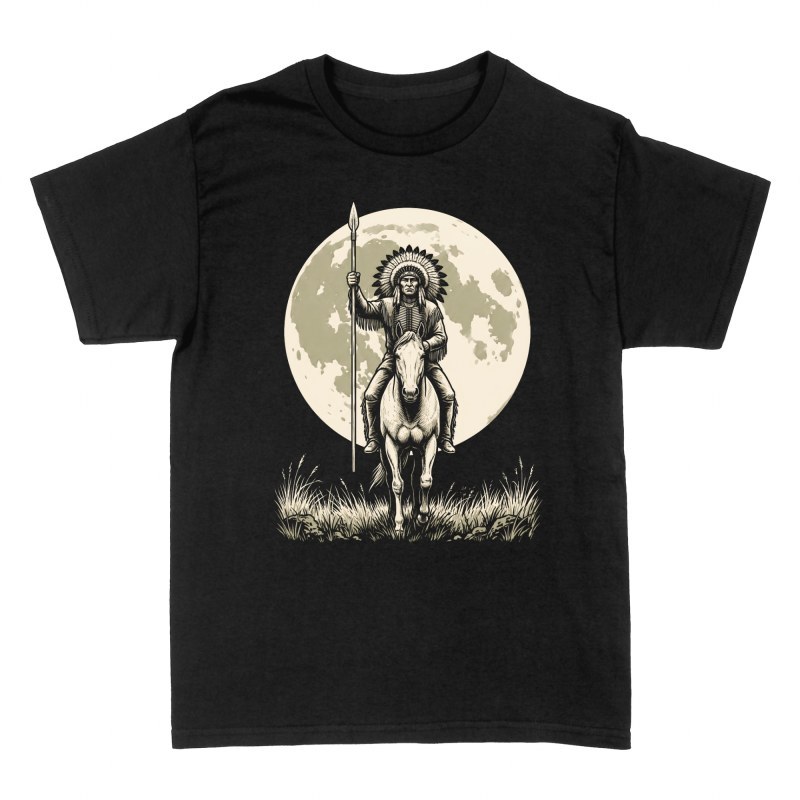 T-shirts: Guerrier am&eacute;rindien &agrave; cheval sous la lune