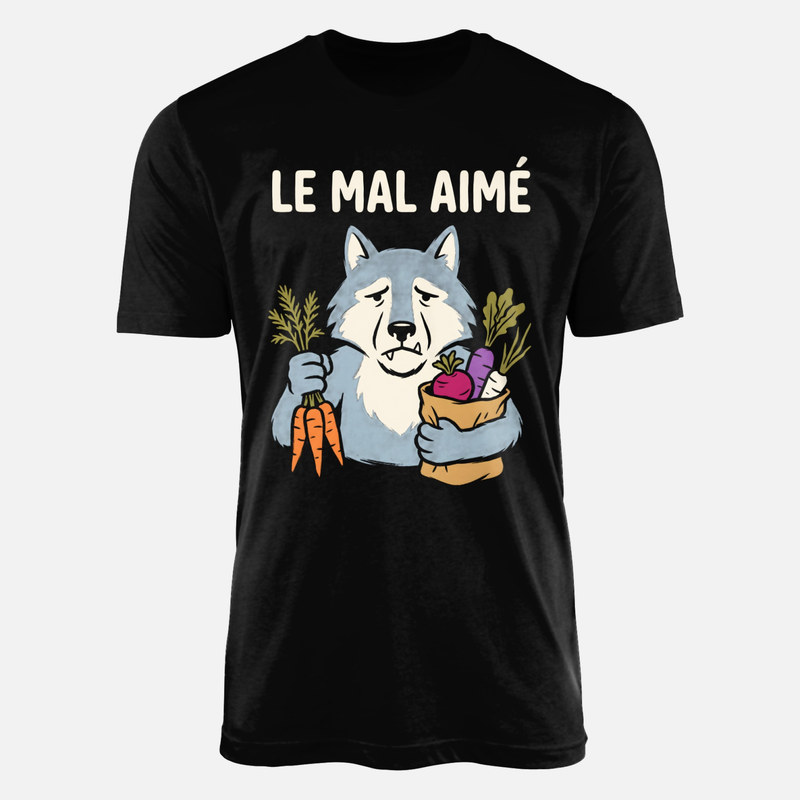 T-shirts: Loup v&eacute;g&eacute;tarien triste Le mal aim&eacute;