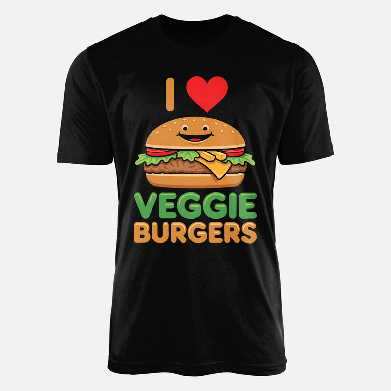T-shirts: Burger v&eacute;g&eacute;tarien kawaii avec c&oelig;ur