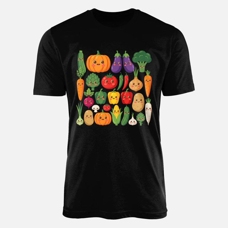 T-shirts: L&eacute;gumes kawaii souriants