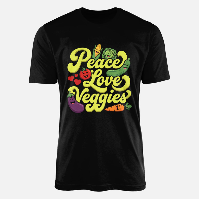 T-shirts: Paix, amour et l&eacute;gumes souriants