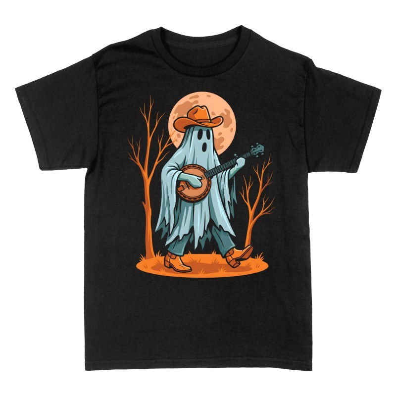 T-shirts: Fant&ocirc;me cowboy jouant du banjo