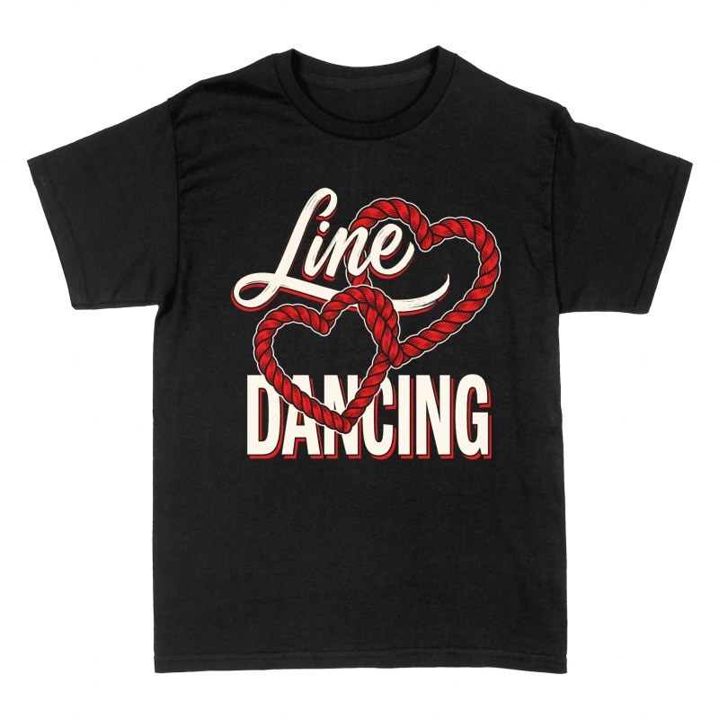 T-shirts: C&oelig;urs en corde line dancing