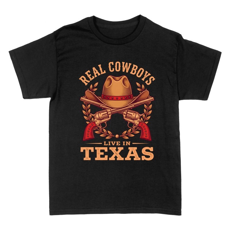 T-shirts: Cowboy du Texas et revolvers crois&eacute;s