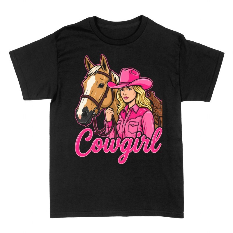 T-shirts: Cowgirl en rose avec cheval