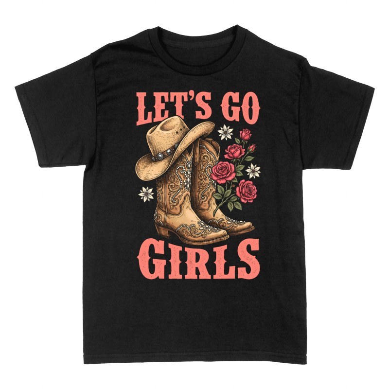 T-shirts: Bottes et chapeau de cow-girl avec roses