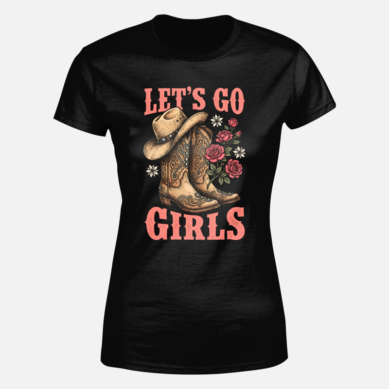 T-shirts: Bottes et chapeau de cow-girl avec roses