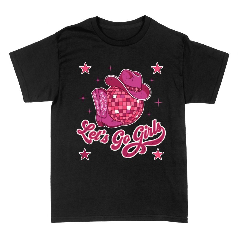 T-shirts: Cowgirl disco et chapeau rose