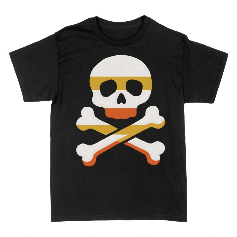 T-shirts: T&ecirc;te de mort pirate &agrave; rayures r&eacute;tro
