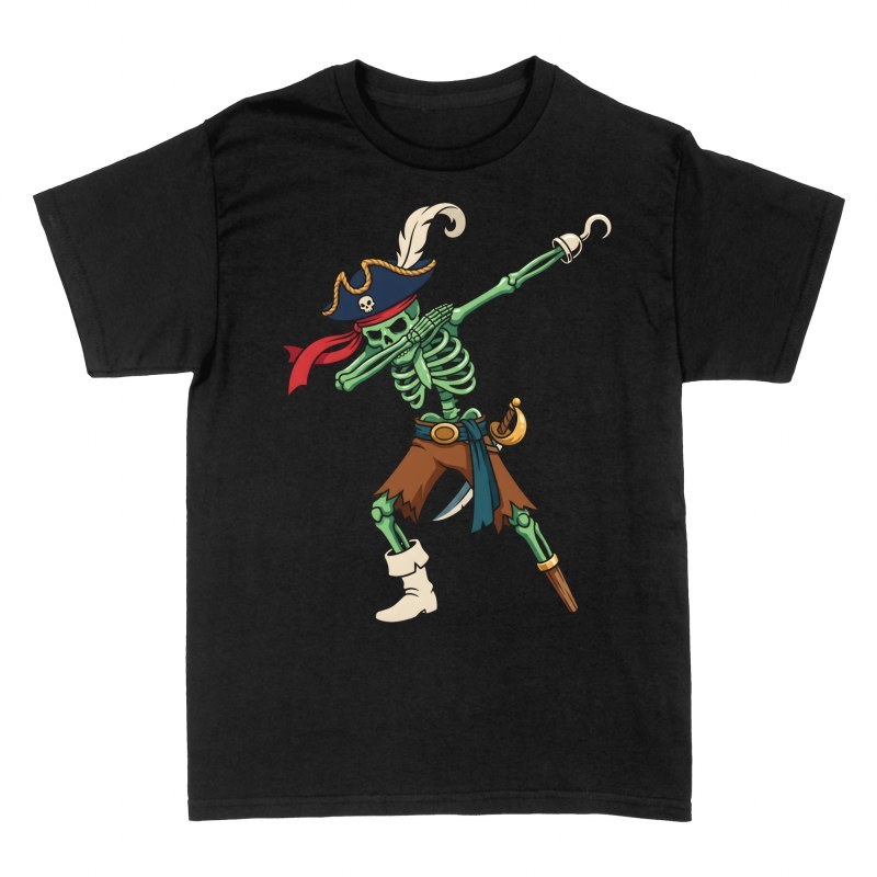 T-shirts: Squelette pirate dab vert