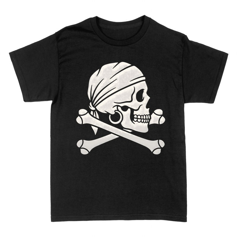 T-shirts: Cr&acirc;ne pirate avec bandana et tibias