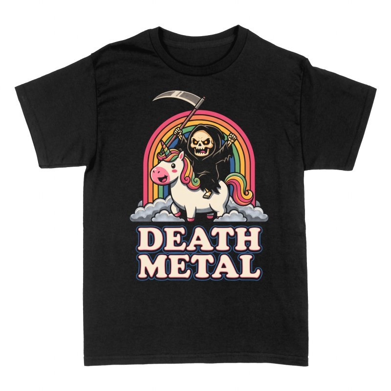 T-shirts: Faucheuse sur licorne death metal