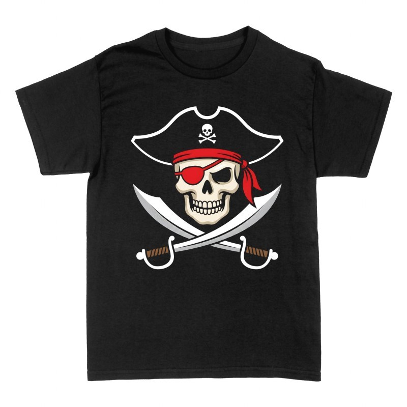 T-shirts: Cr&acirc;ne pirate au tricorne et sabres