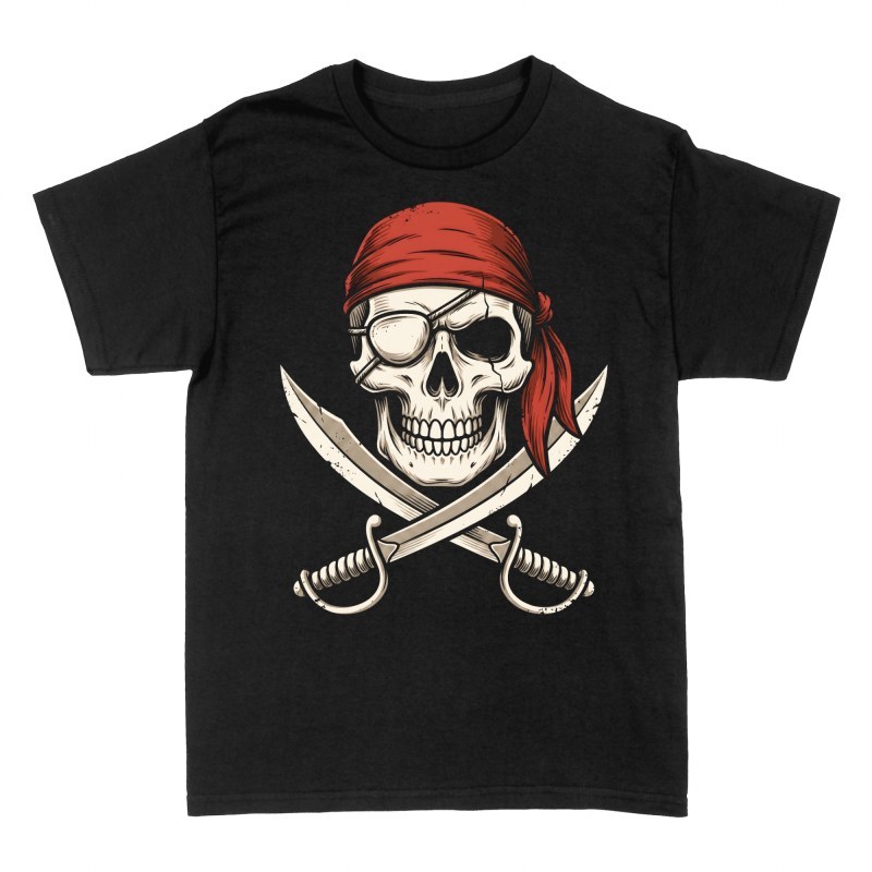 T-shirts: Cr&acirc;ne pirate bandana rouge et sabres