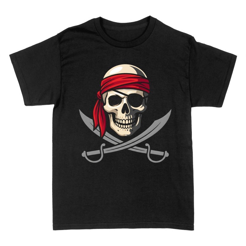 T-shirts: Cr&acirc;ne pirate bandana rouge et sabres