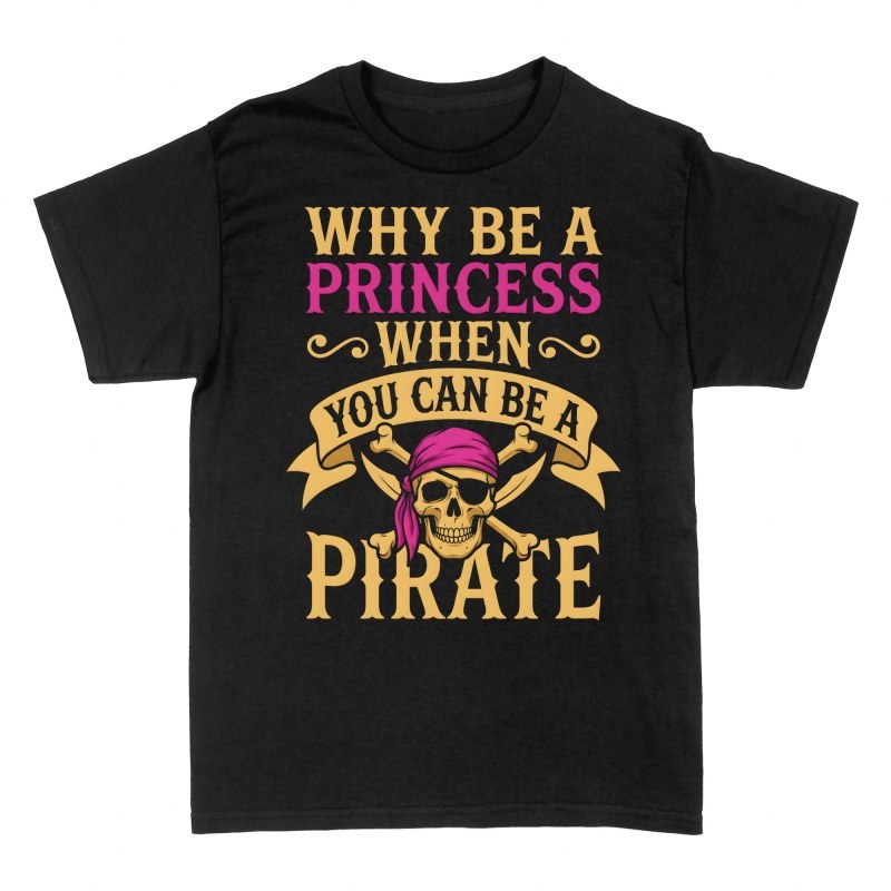 T-shirts: Princesse ou pirate t&ecirc;te de mort rose