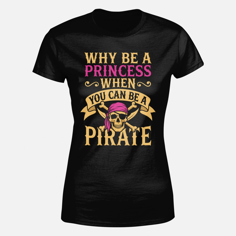 T-shirts: Princesse ou pirate t&ecirc;te de mort rose