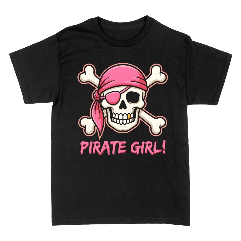 T-shirts: T&ecirc;te de mort pirate fille avec bandana rose