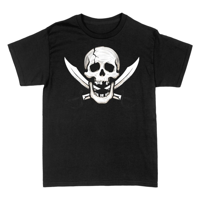 T-shirts: Jolly Roger cr&acirc;ne fissur&eacute; et sabres