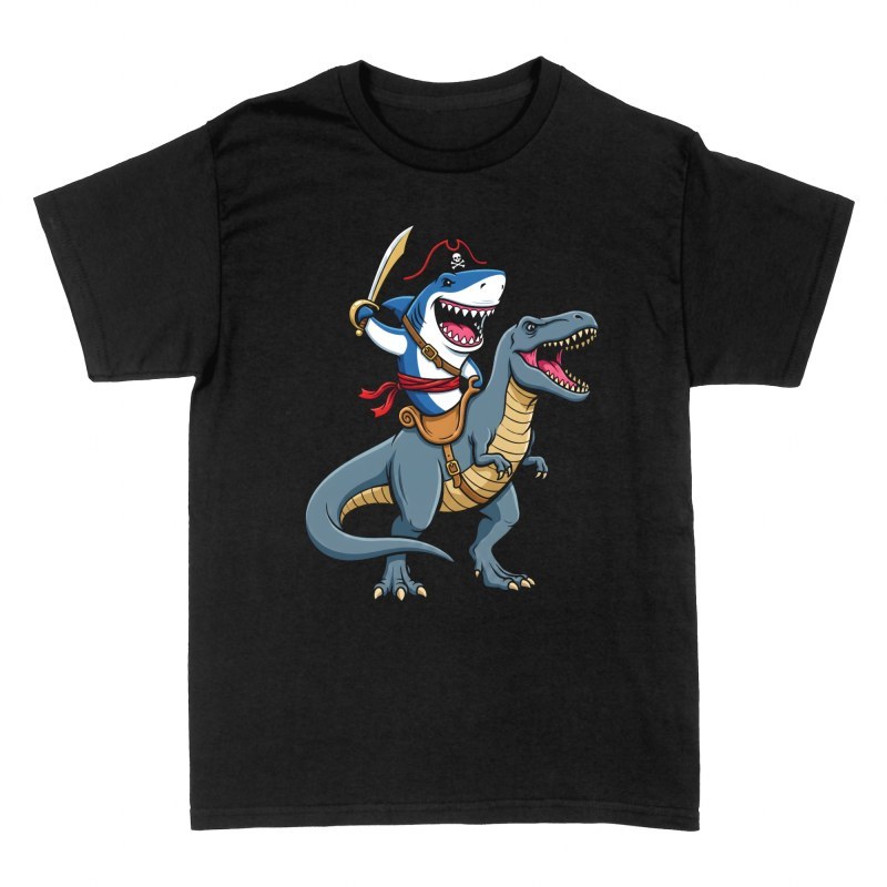 T-shirts: Requin pirate sur dinosaure