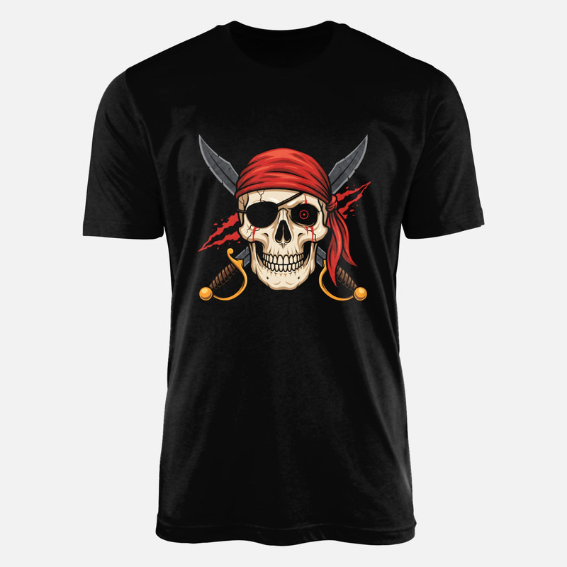 T-shirts: Cr&acirc;ne pirate bandana rouge et sabres