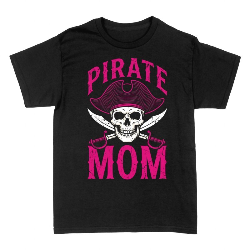 T-shirts: Maman pirate &agrave; chapeau rose et sabres