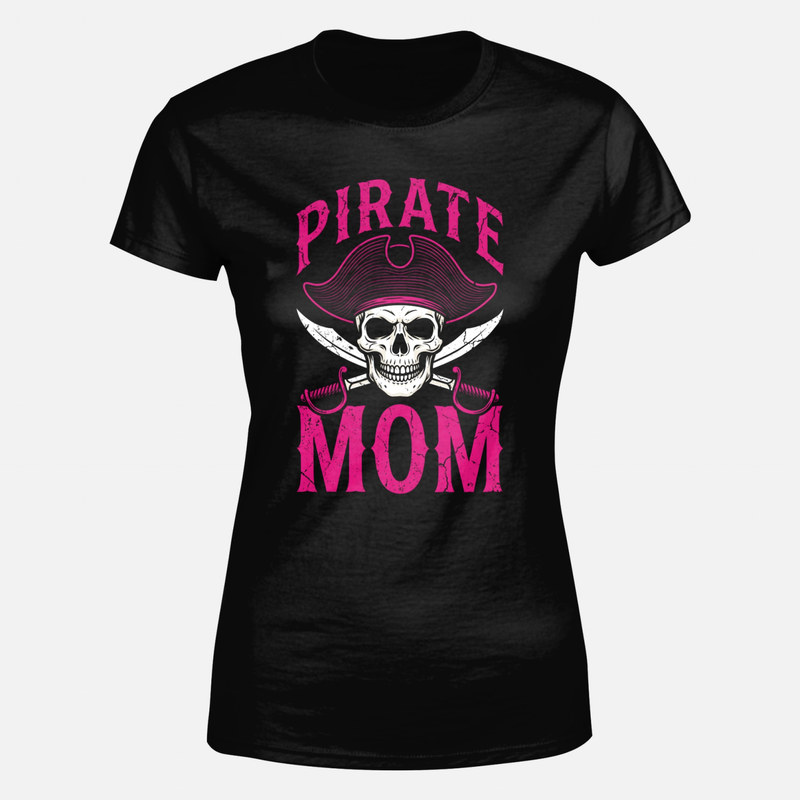 T-shirts: Maman pirate &agrave; chapeau rose et sabres