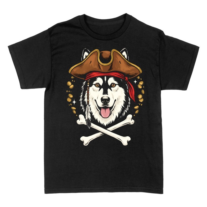 T-shirts: Chien husky pirate et os crois&eacute;s