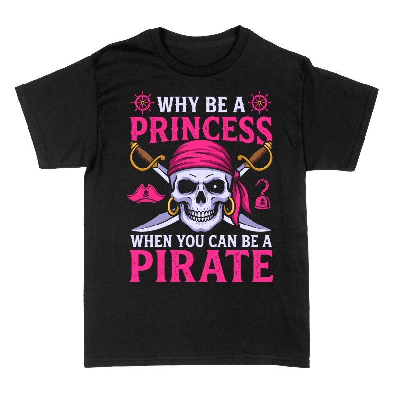 T-shirts: Princesse ou pirate t&ecirc;te de mort rose