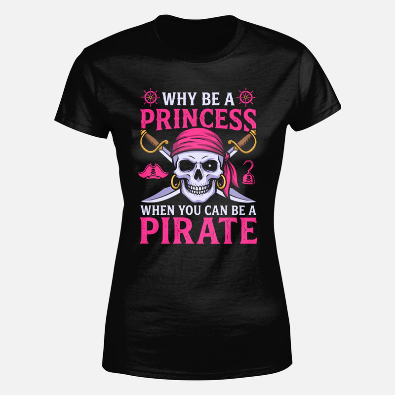 T-shirts: Princesse ou pirate t&ecirc;te de mort rose