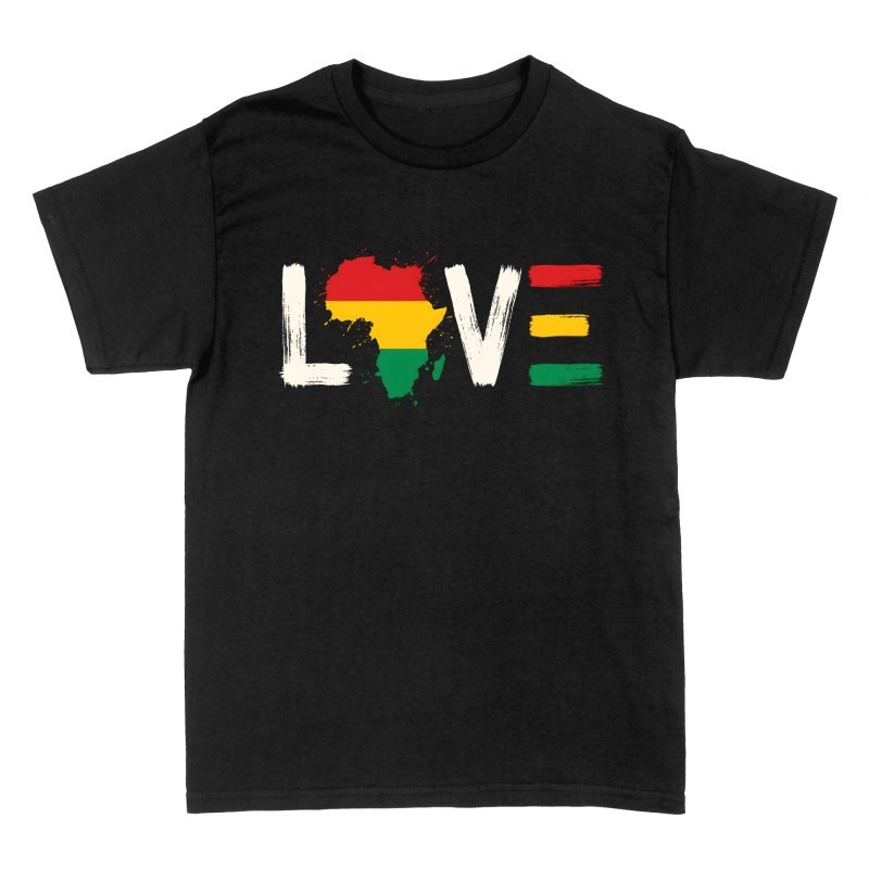 T-shirts: Love avec carte d'Afrique rasta