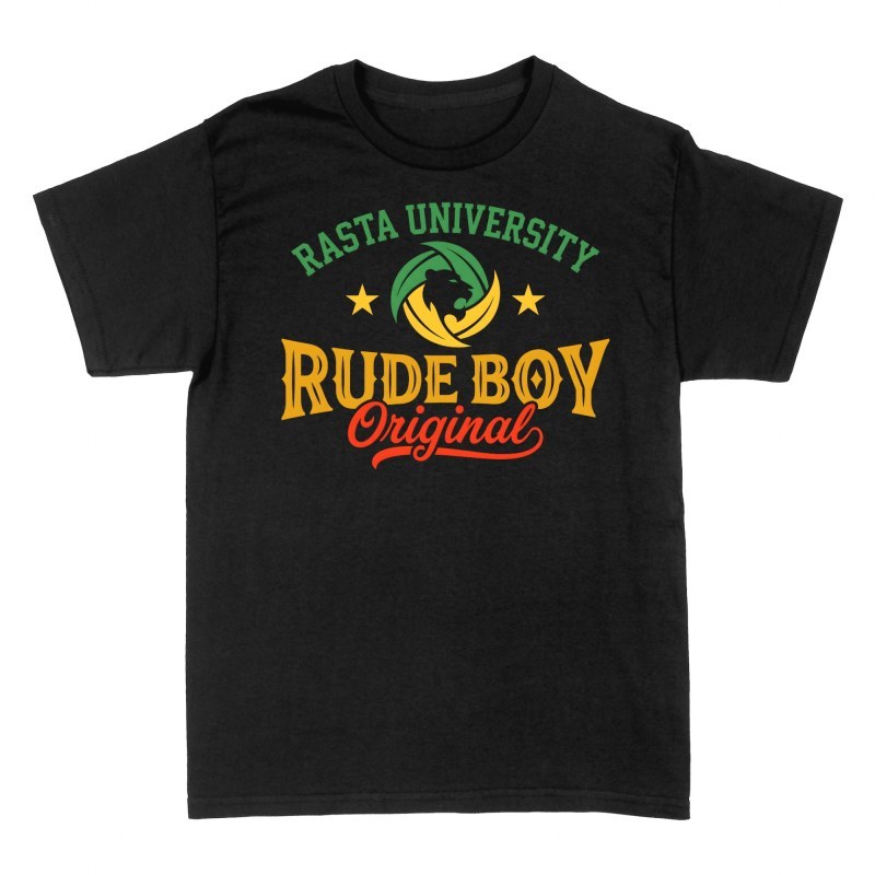 T-shirts: Rasta University lion rude boy