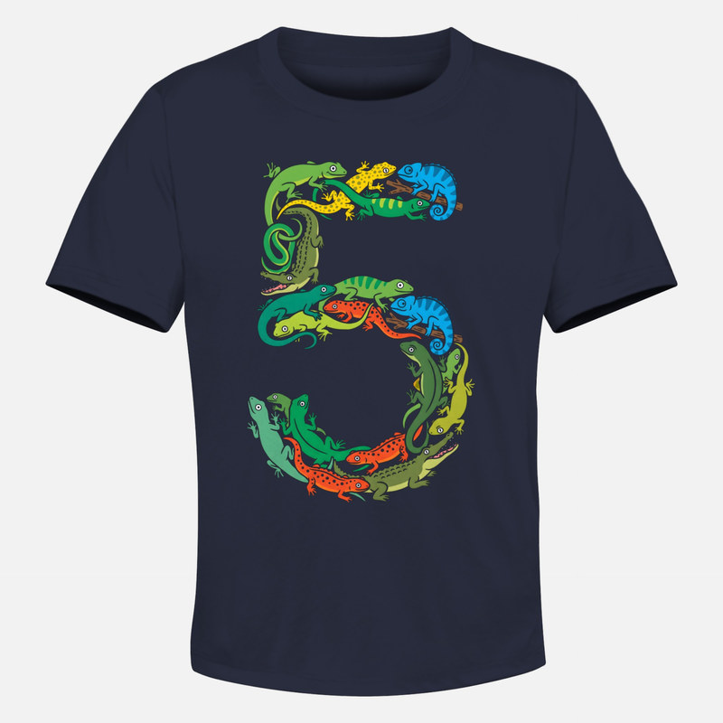 T-shirts: Chiffre 5 en reptiles color&eacute;s