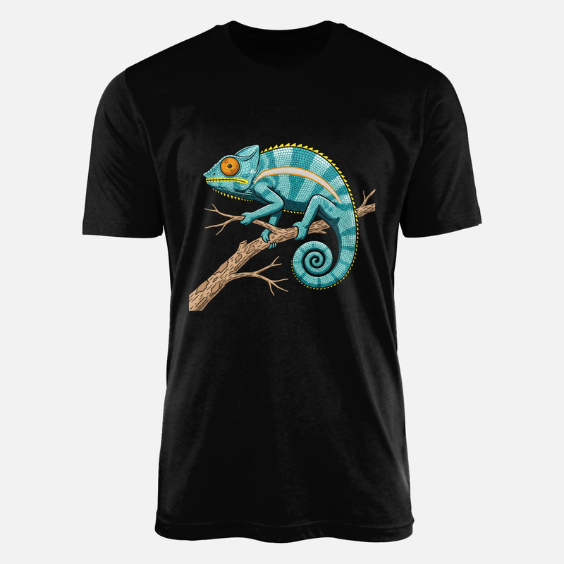 T-shirts: Cam&eacute;l&eacute;on turquoise sur une branche