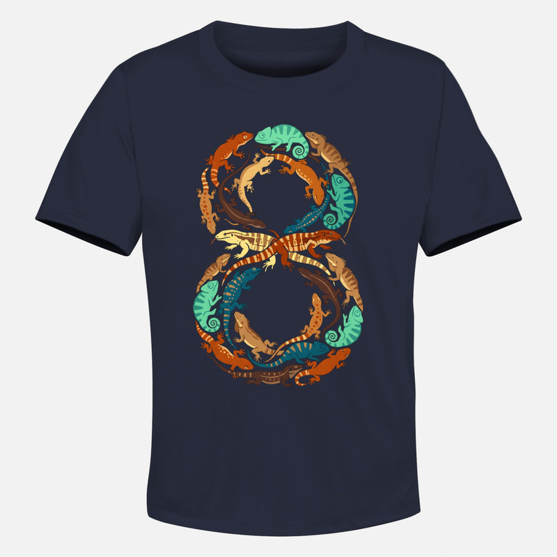 T-shirts: Chiffre 8 en l&eacute;zards et geckos