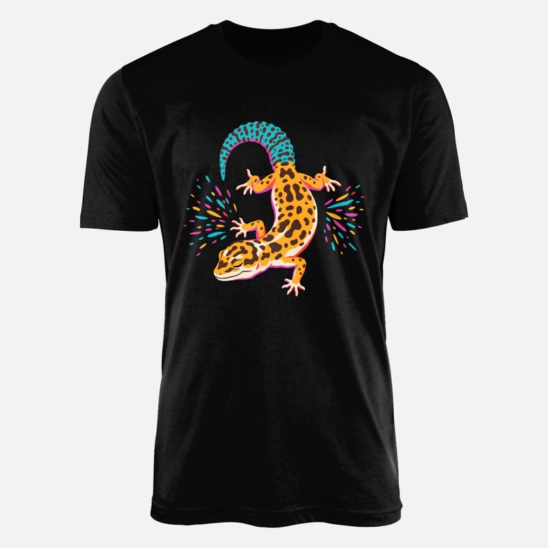 T-shirts: Gecko l&eacute;opard color&eacute; splashes de peinture