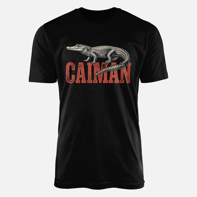 T-shirts: Ca&iuml;man gravure vintage