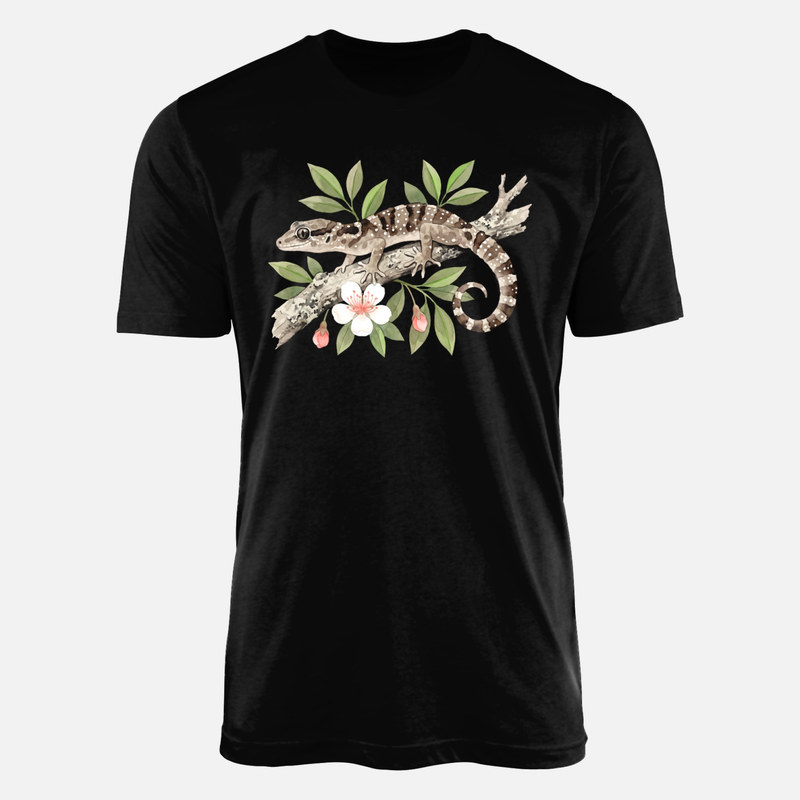 T-shirts: Gecko sur branche fleurie